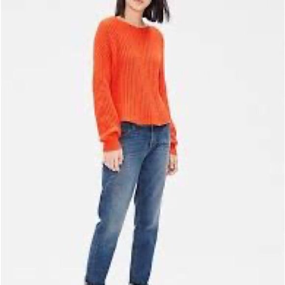 EILEEN FISHER Sweater Organic Cotton Shaker Knit Pullover Long Sleeve Orange 1X - Picture 4 of 9